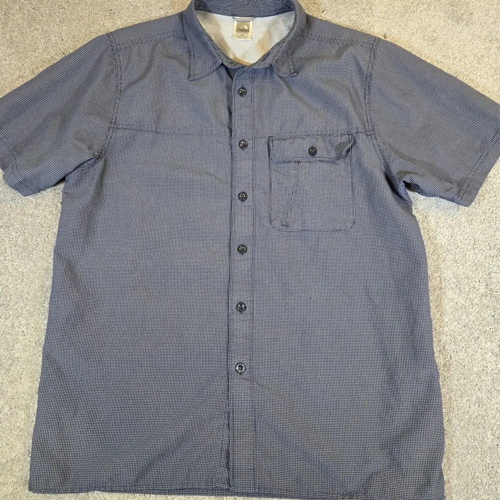 The North Face‎ Short Sleeve Collared Button Up Outdoor Shirt Medium Mens Blue
